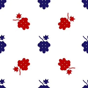 Blue and red Grape fruit icon isolated seamless pattern on white background Stock Illustration