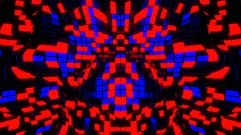 Blue and Red Grid of Moving Squares Background VJ Loop l 4K Stock Footage 294930275
