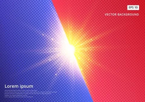 Blue and red halftone vector background With the sparkling out Stock Illustration