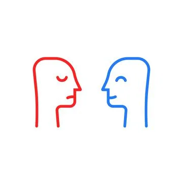 Blue and red head like positive or negative Stock Illustration