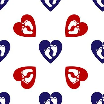 Blue and red help babies symbol icon isolated seamless pattern on white Stock Illustration