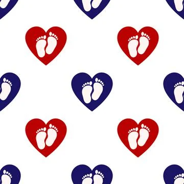 Blue and red help babies symbol icon isolated seamless pattern on white Stock Illustration