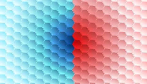 Blue and red hexagons abstract geometric pattern Illustrazione stock