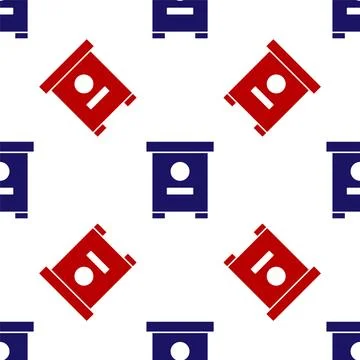 Blue and red Hive for bees icon isolated seamless pattern on white backgrou.. Stock Illustration