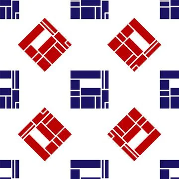 Blue and red House Edificio Mirador icon isolated seamless pattern on white Illustration