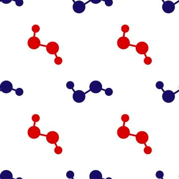 Blue and red hydrogen atom icon isolated seamless pattern on white background Illustrazione stock