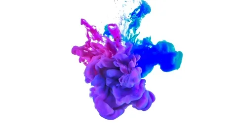 Blue and Red Ink Clouds in Water Stock Footage 76032062