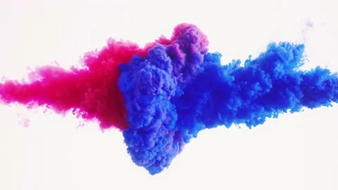 Blue and red ink mixed in water on white background Stock Footage 186920419