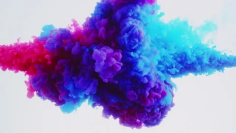 Blue and red ink mixed in water on white background Stock Footage 186959135