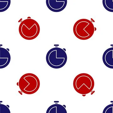 Blue and red Kitchen timer icon isolated seamless pattern on white background イラスト素材