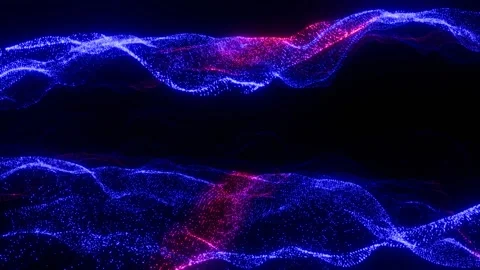 A blue and red lighted wave on a black background loop Stock Footage 282287024