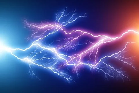 Blue and red lightning arc electric discharge Stock Illustration