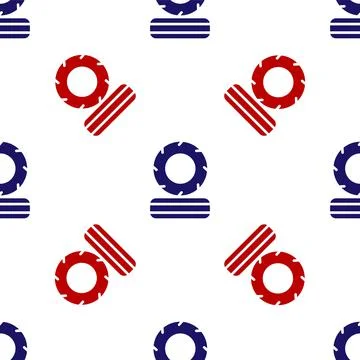 Blue and red Lying burning tires icon isolated seamless pattern on white Stock Illustration