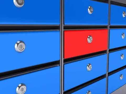 Blue and red mailboxes Stock Illustration