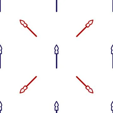 Blue and red Medieval spear icon isolated seamless pattern on white background Stock Illustration