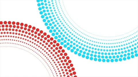 Blue and red minimal geometric halftone dotted lines pattern, abstract motion Stock Footage 342511332