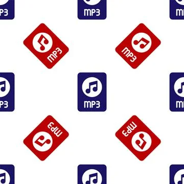 Blue and red MP3 file document. Download mp3 button icon isolated seamless pa 스톡 일러스트