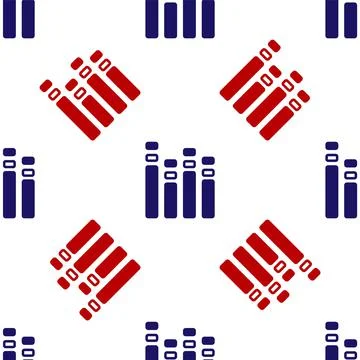 Blue and red Music equalizer icon isolated seamless pattern on white background Stock Illustration