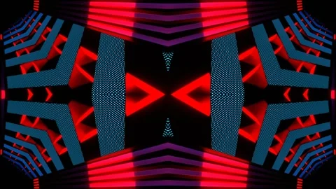 Blue and Red Neon Endless Arrow Kaleidoscope Background VJ Loop in 4K Stock Footage 335829339