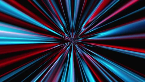 Blue and red neon rays radiate from the center onto a dark background Stock Footage 331927741