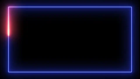 Blue and Red Neon Rectangle Border on Black frame glowing Stock-Footage 318633875