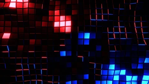 Blue and Red Neon Square Grid Background VJ Loop l 4K Stock Footage 294928423