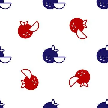 Blue and red Orange fruit icon isolated seamless pattern on white background. Stock Illustration