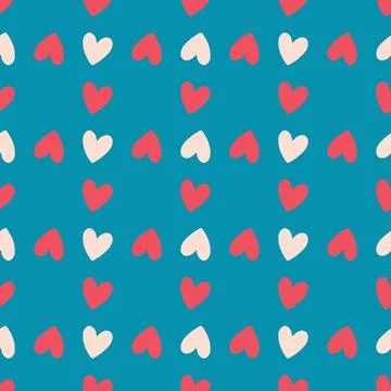 A blue and red pattern of hearts Stock Illustration