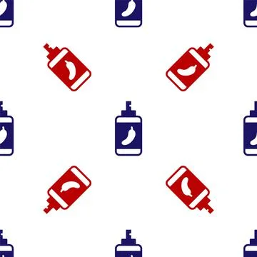 Blue and red Pepper spray icon isolated seamless pattern on white background. Stock Illustration