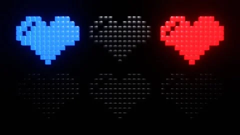 Blue and Red Pixel Hearts Strobe Flashing Background VJ Loop l 4K Stock Footage 316900345