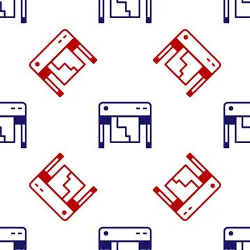 Blue and red Plotter icon isolated seamless pattern on white background. Large Stock Illustration
