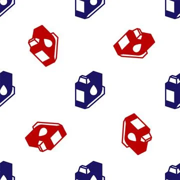 Blue and red Printer ink cartridge icon isolated seamless pattern on white Stock Illustration