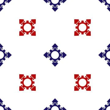 Blue and red Project team base icon isolated seamless pattern on white Stock Illustration