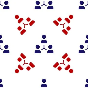 Blue and red Project team base icon isolated seamless pattern on white backgr Illustrazione stock