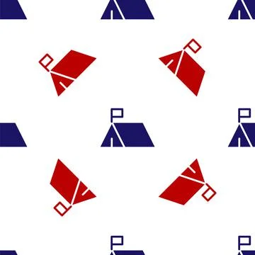 Blue and red Protest camp icon isolated seamless pattern on white background Stock Illustration