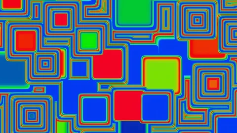 Blue and red pulsating squares changing size Vídeo Stock 187476372