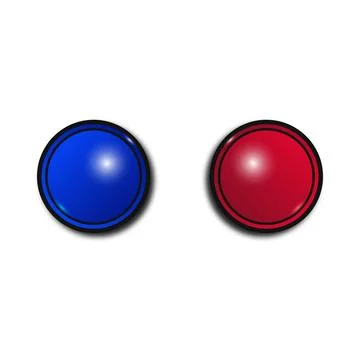 Blue and red round buttons with glares Stock Illustration