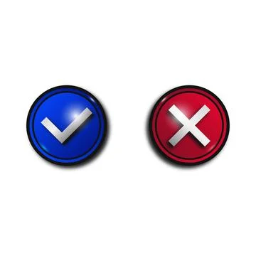 Blue and red round buttons Tick and Cross Stock Illustration