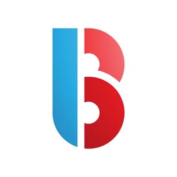 Blue and Red Round Disk Shaped Letter B Icon Stock Illustration