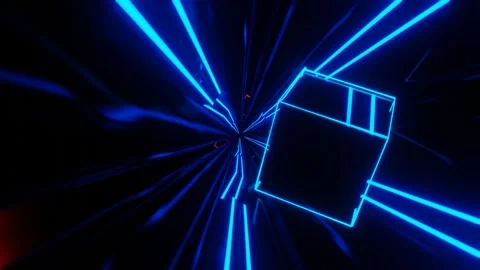 Blue and Red Sci-Fi Neon Weightlessness Tunnel Background VJ Loop in 4K Stock Footage 248530270