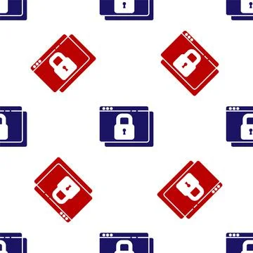 Blue and red Secure your site with HTTPS, SSL icon isolated seamless pattern on Illustration