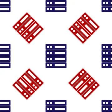Blue and red Server, Data, Web Hosting icon isolated seamless pattern on white Stock Illustration