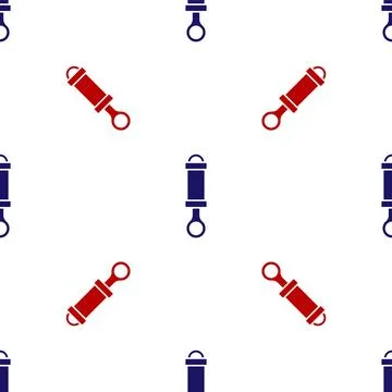 Blue and red Shock absorber icon isolated seamless pattern on white backgroun 스톡 일러스트