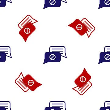 Blue and red Speech bubble chat icon isolated seamless pattern on white 스톡 일러스트