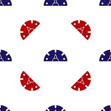Blue and red Speedometer icon isolated seamless pattern on white background Stock Illustration