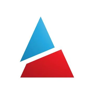 Blue and Red Split Triangle Shaped Letter A Icon Stock Illustration