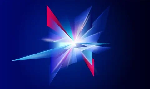 A blue and red star with a bright light of blast effect, Stock Illustration