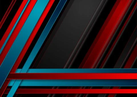 Blue and red stripes abstract minimal corporate geometric background Stock Illustration