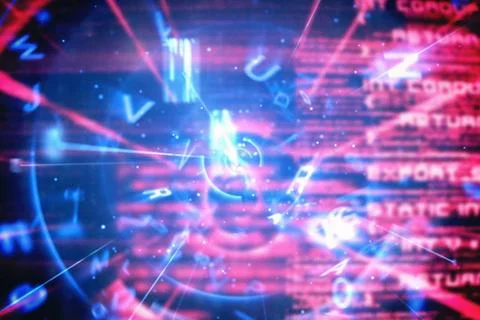 Blue and red technology interface Stock Illustration