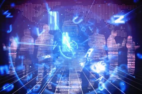 Blue and red technology interface Foto stock
